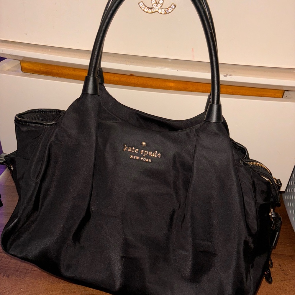 Kate Spade Black Shoulder Bag with Ruched Texture